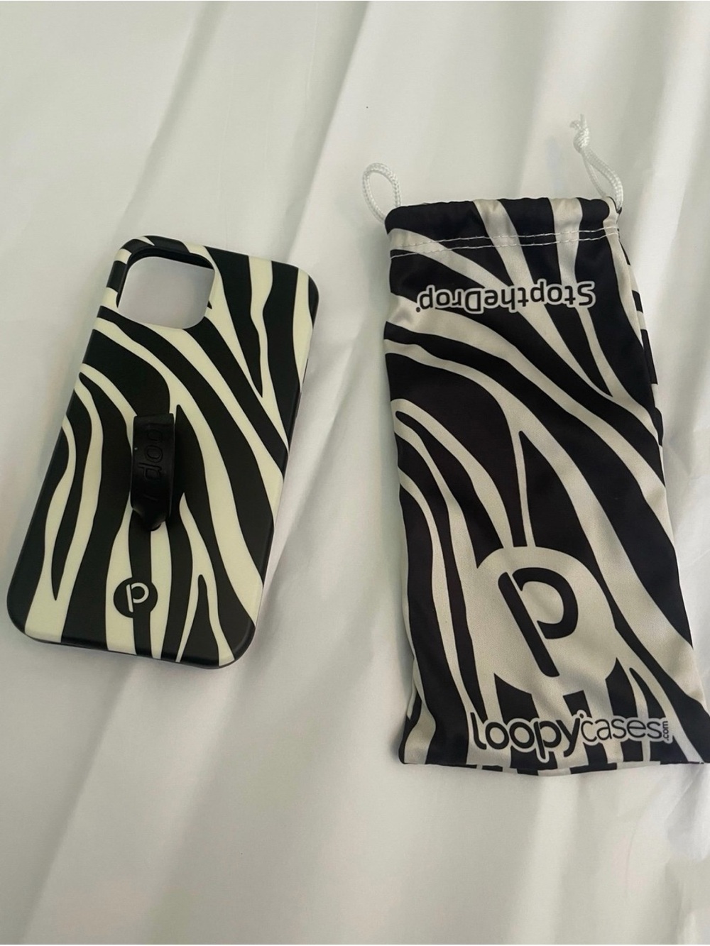 Loopy Case Zebra Print Black & White Phone Case with Loop Grip - iPhone 12 Pro